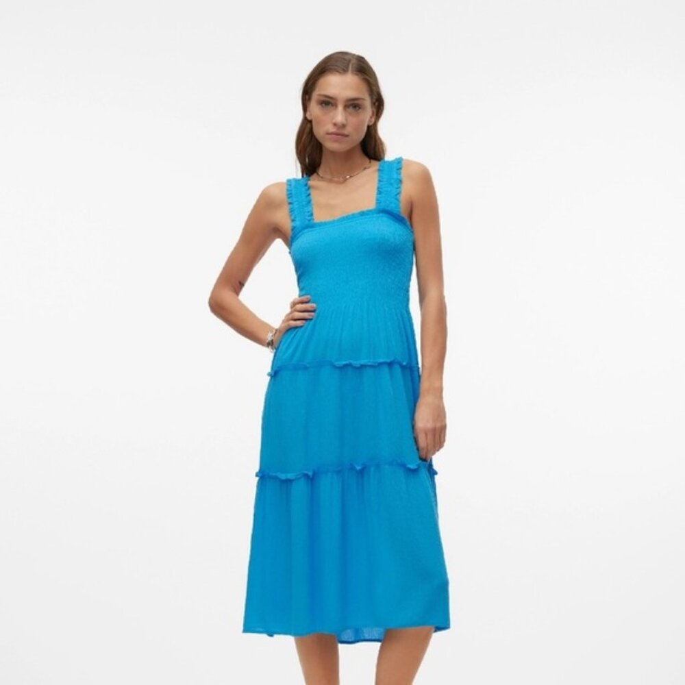 Vero Moda Blue Square Neck Sleeveless Sundress